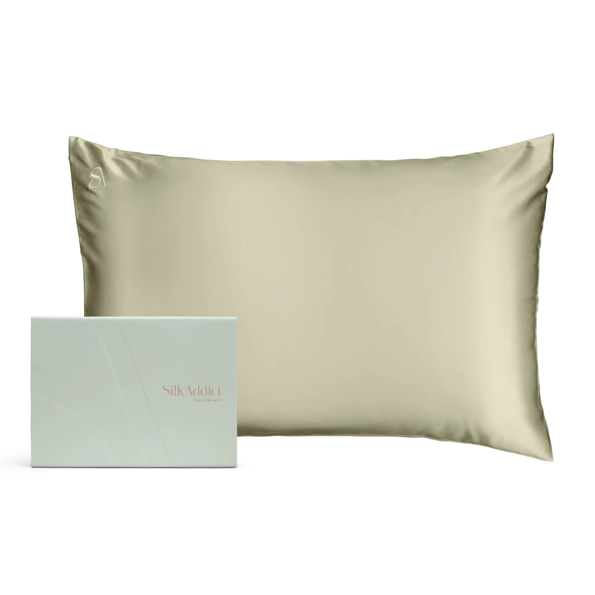 olive green silk pillow case