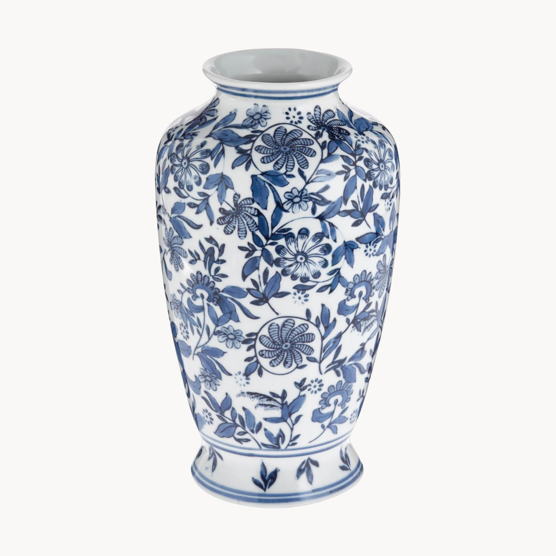 blue and white decorative Porcelain Vase Lin from westwing pictured on a white background