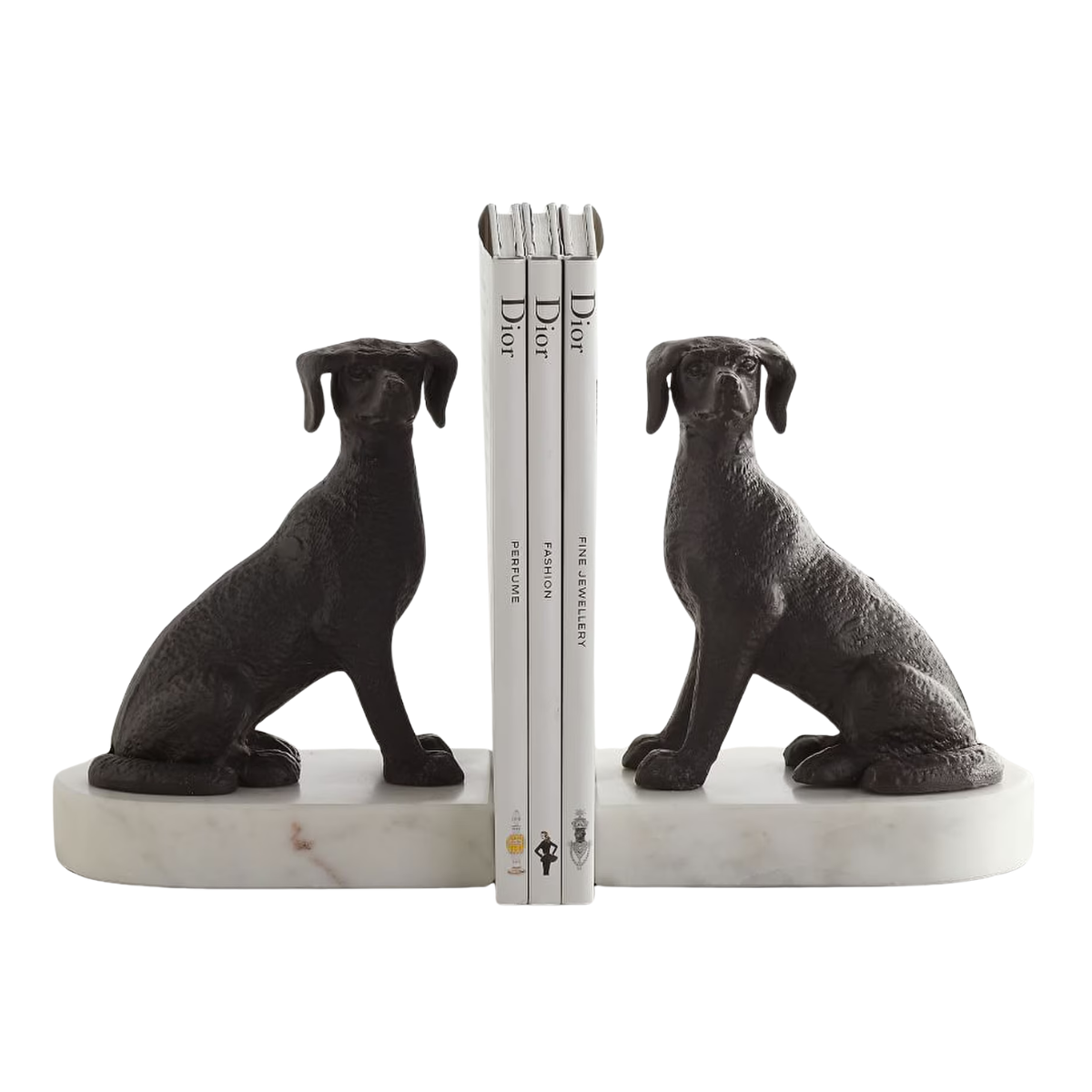 marble and bronze dog bookeneds