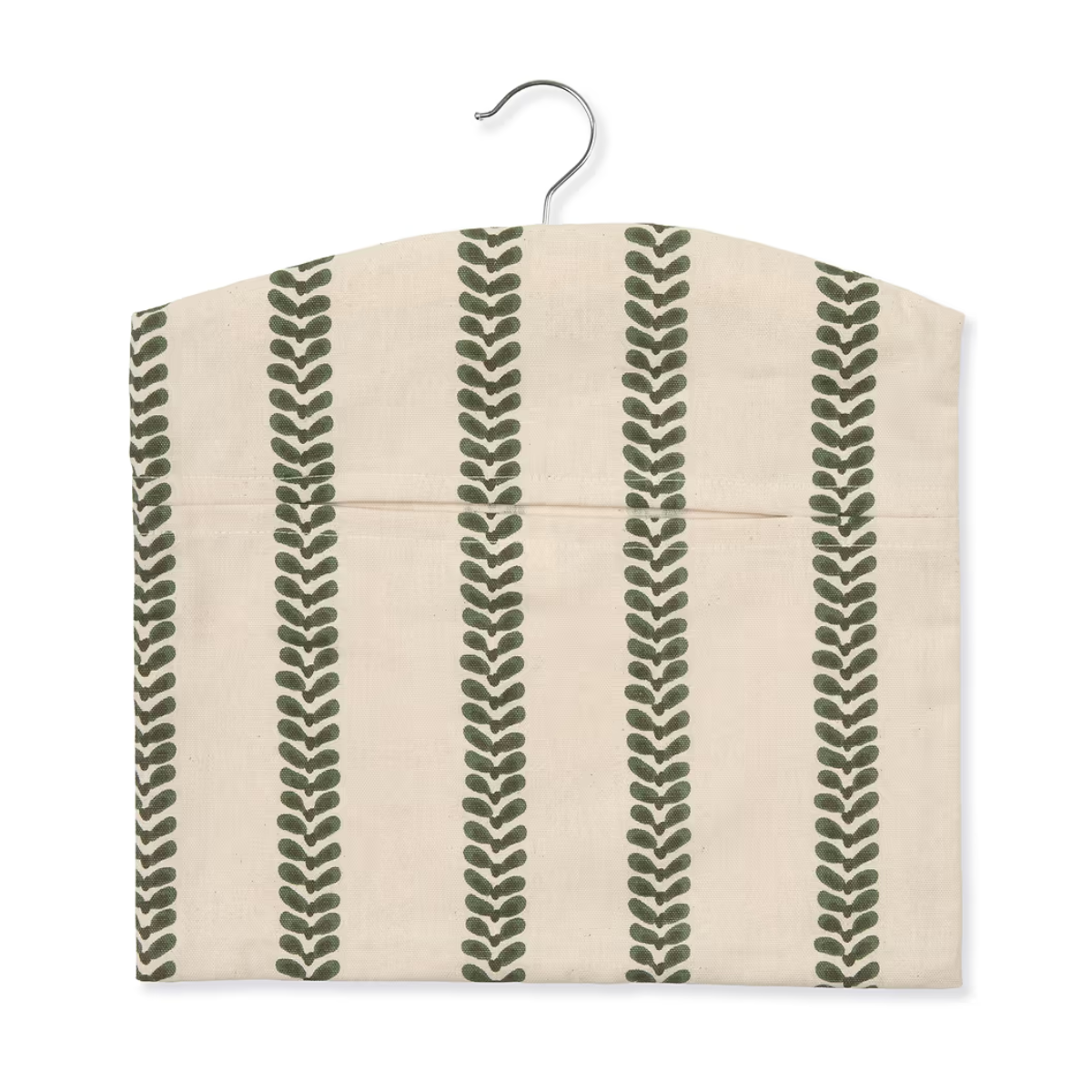 cream and green leaf pattern peg bag