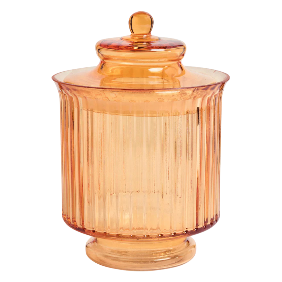 orange glass storage jar with lid