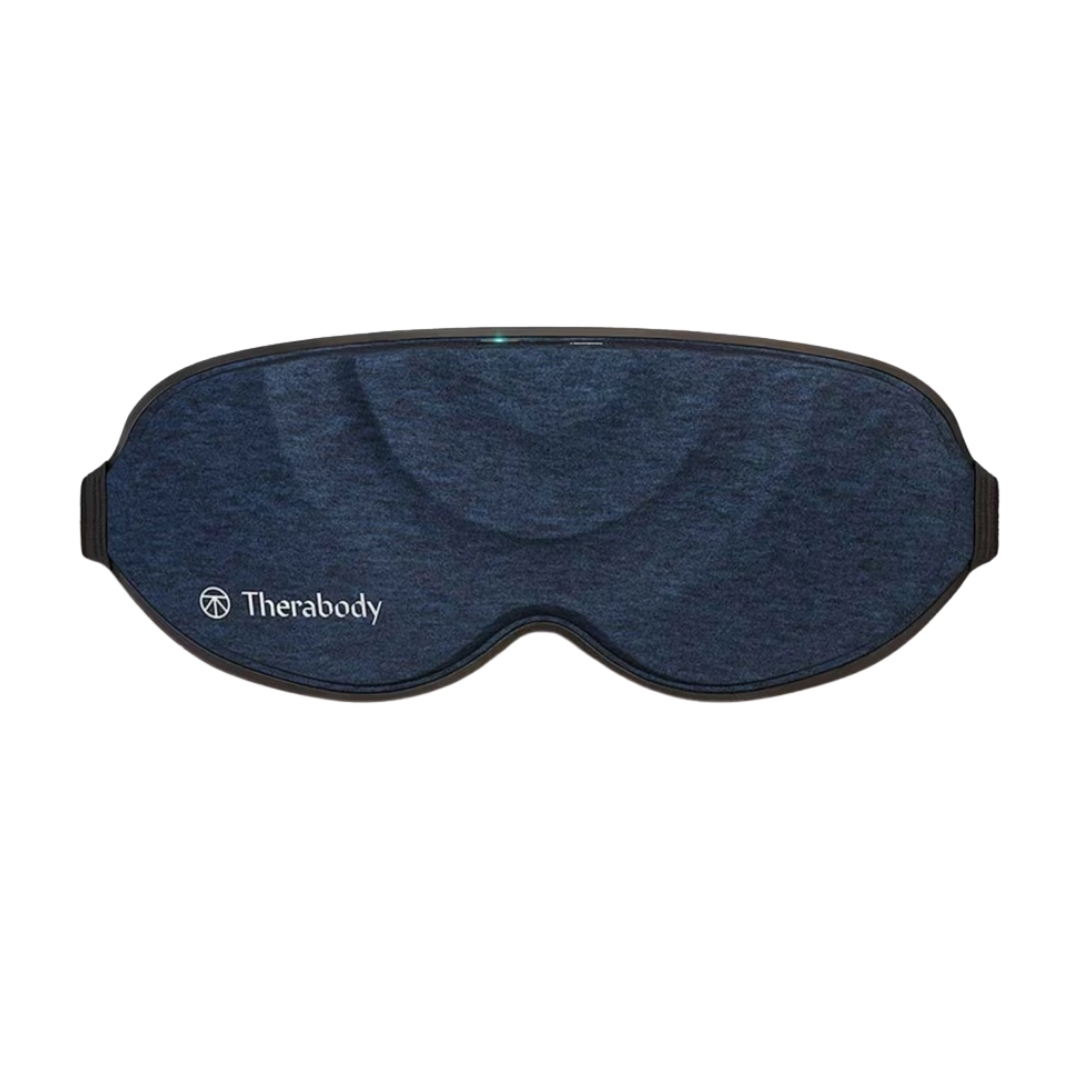 Therabody SleepMask vibration eye mask pictured in blue colour on a white background