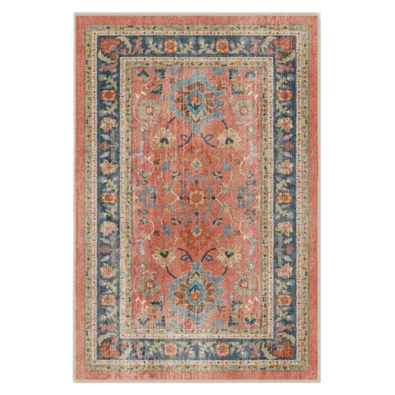 coral patterned rug