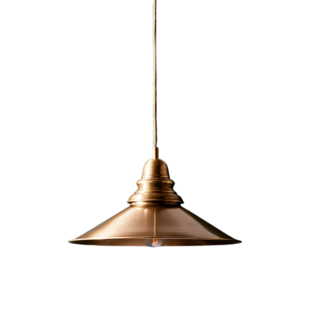 an aged brass pendant lamp
