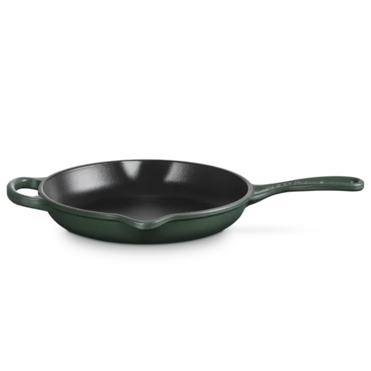 le creuset forest green cast iron skillet