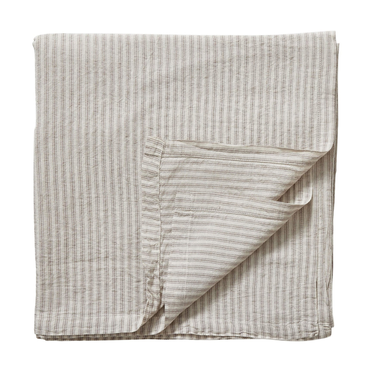 Camomile London Washed Linen Cotton Ticking Stripe Tablecloth