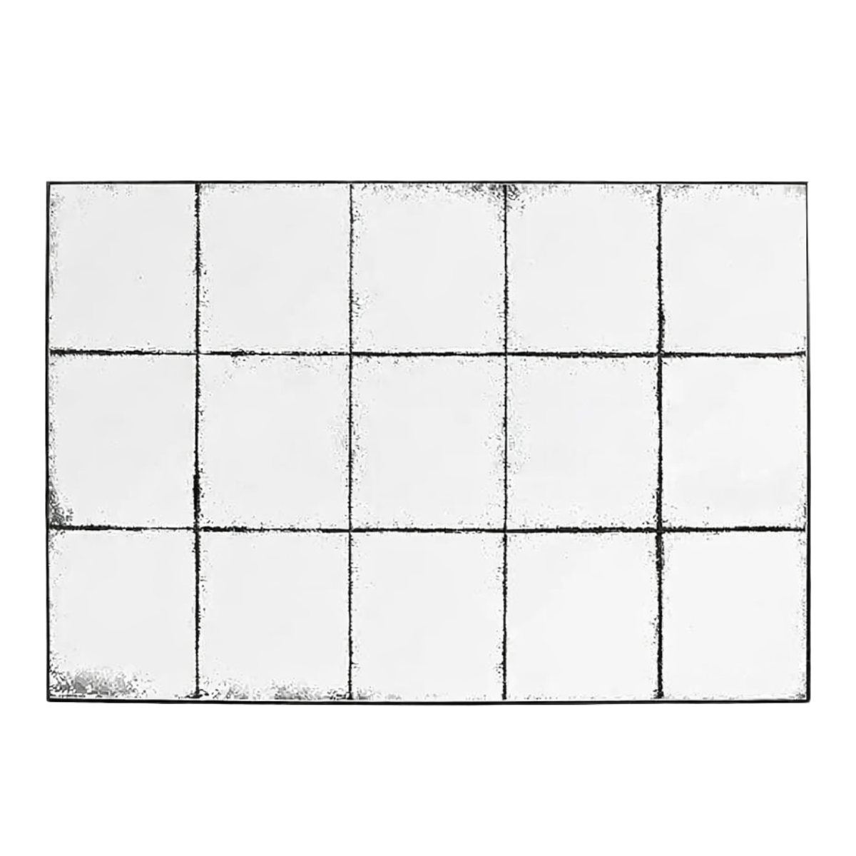 a rectangle paned mirror with smoked antique style glass