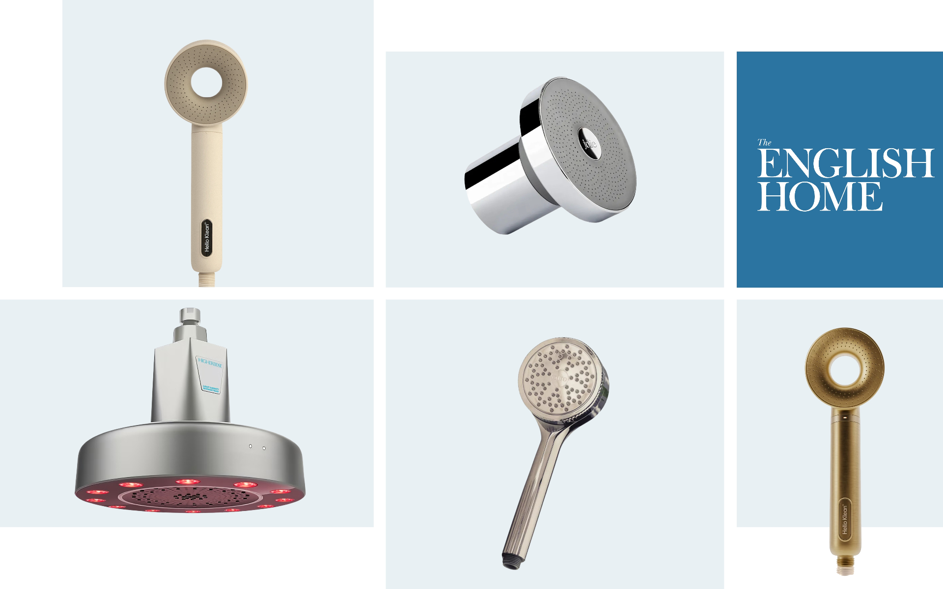 a variety of the best shower heads and filters for hard water pictured on a collage