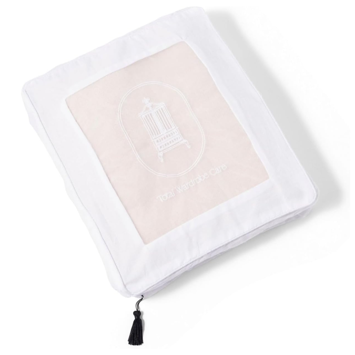 a white cotton clothes storage bag