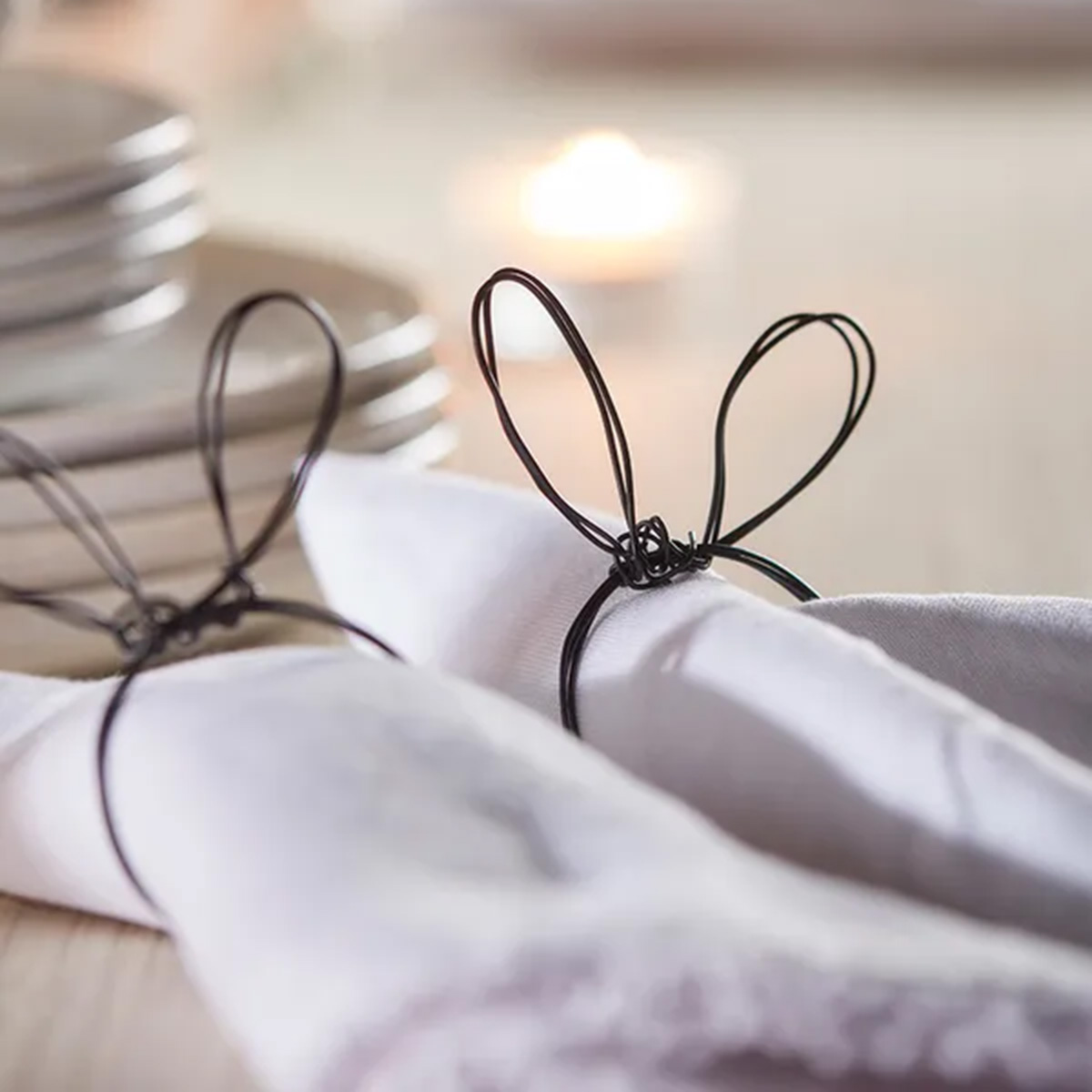 black wire bunny napkin rings