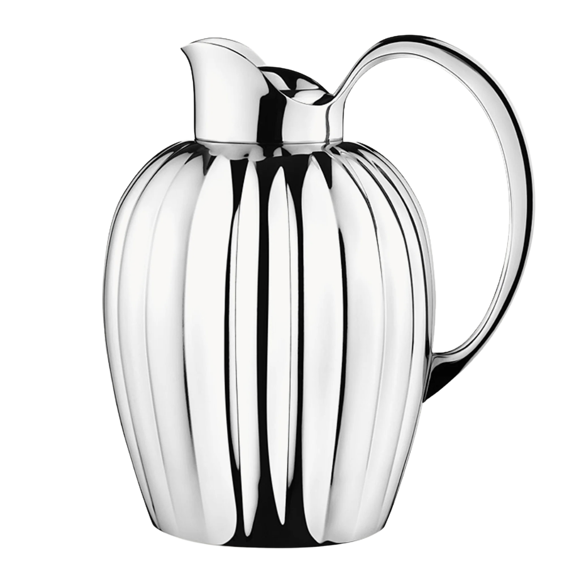 a stainless steel ribbed jug