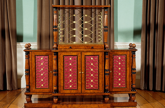 The oak display cabinet commissioned by Queen Charlotte for her niece, Princess Sophia Matilda at The Ranger's House, Greenwich, London