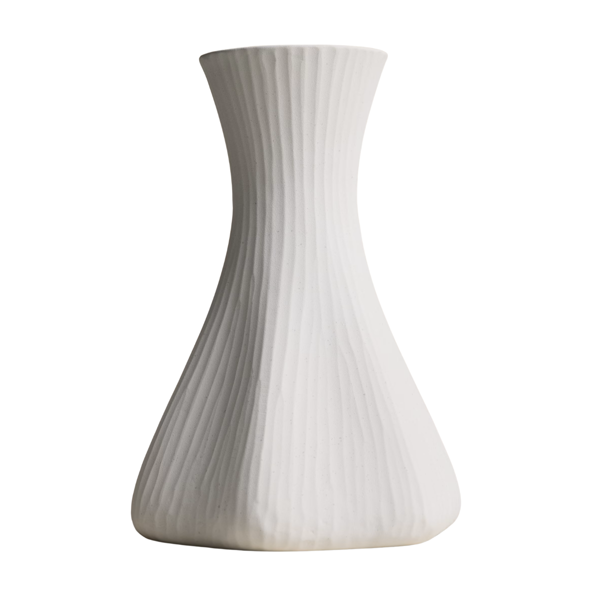 white ribbed ceramic vase