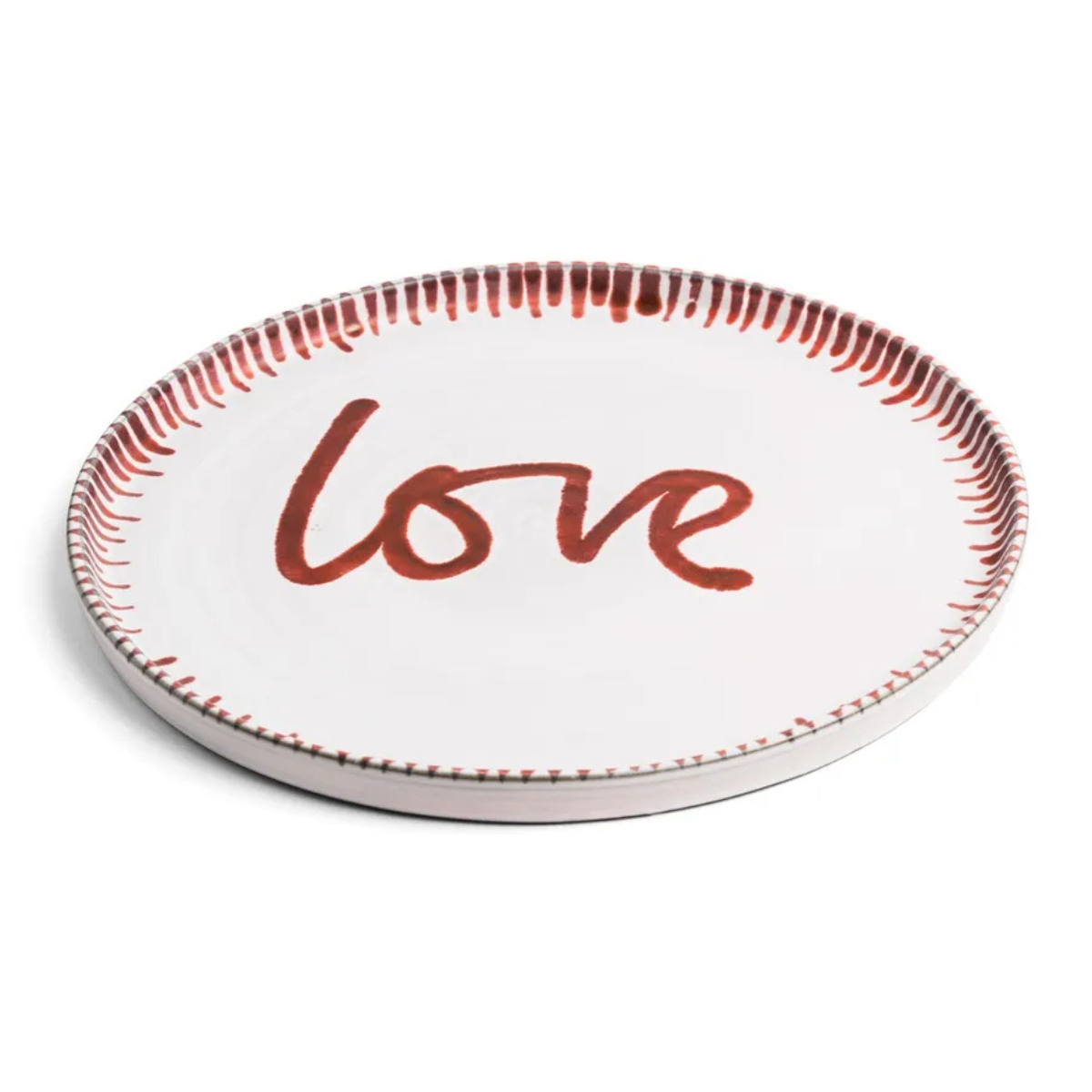 daylesford white and red love plate