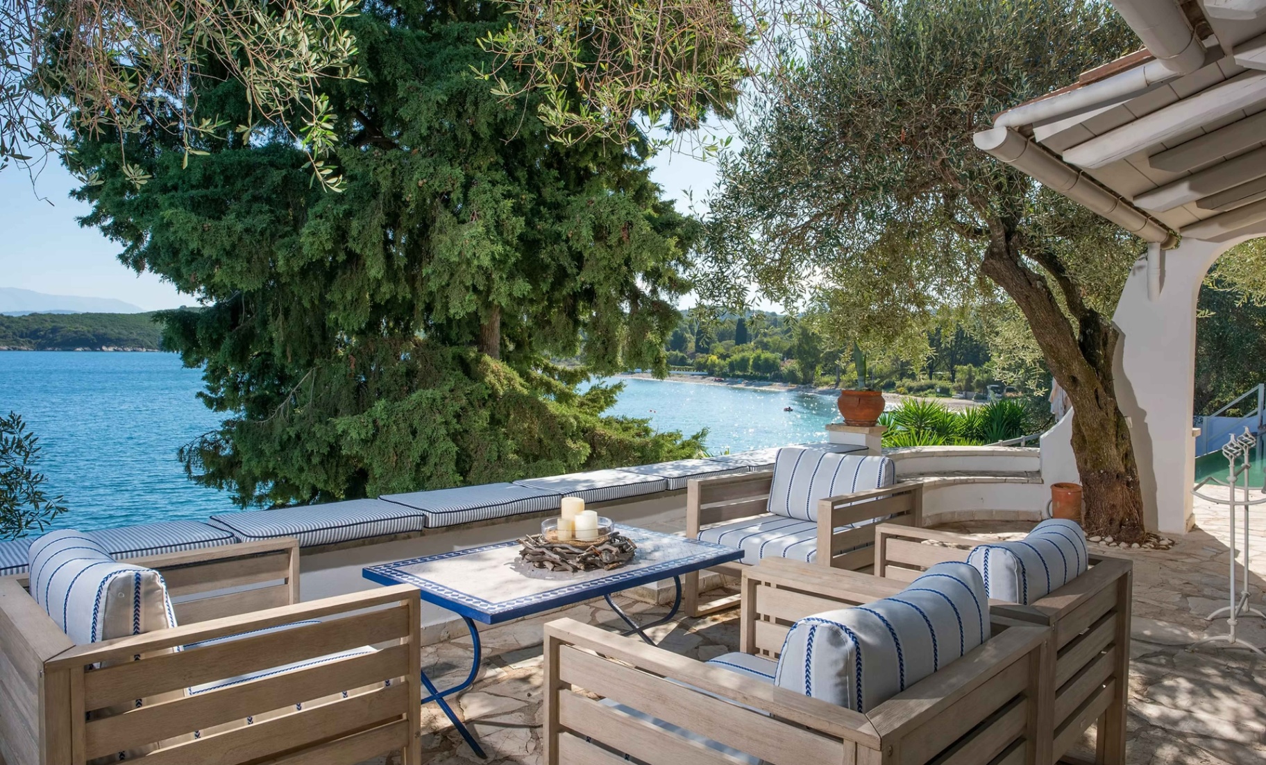 Villa Yeraki Corfu pictured outside area seating
