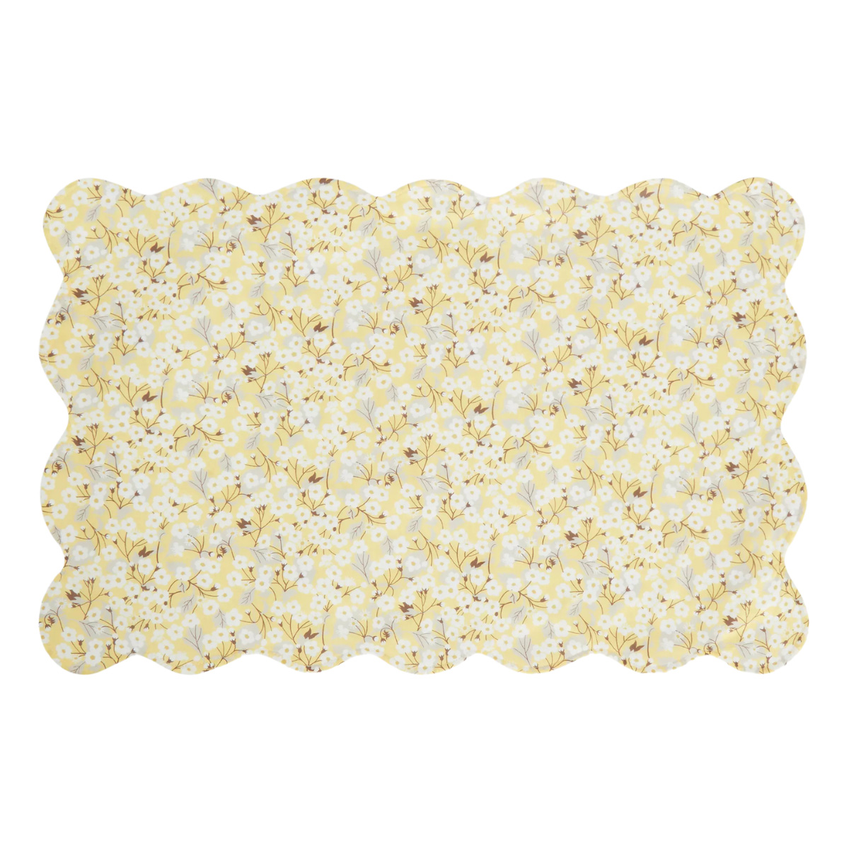 yellow floral scalloped edge placemat