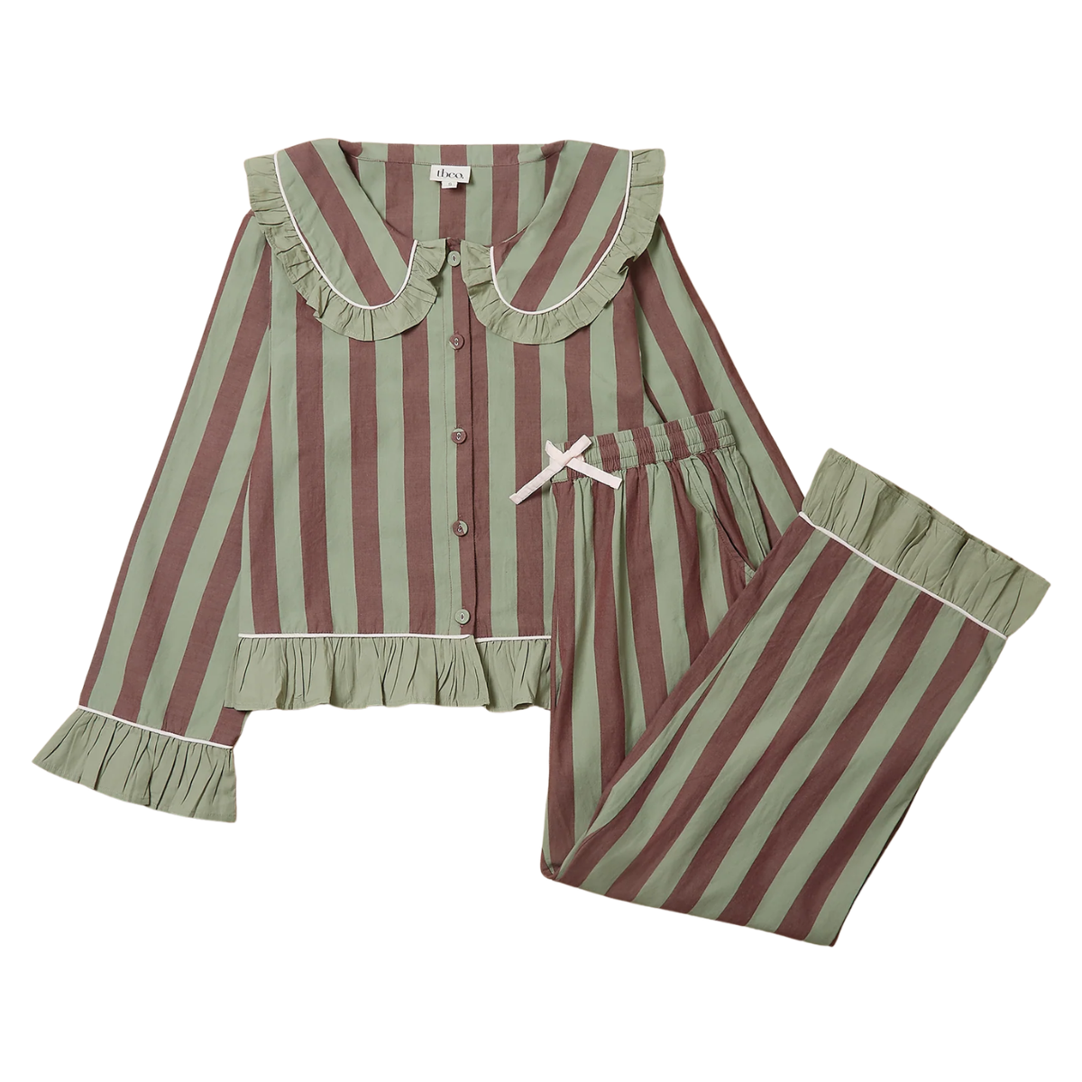 green and brown stripe pyjamas