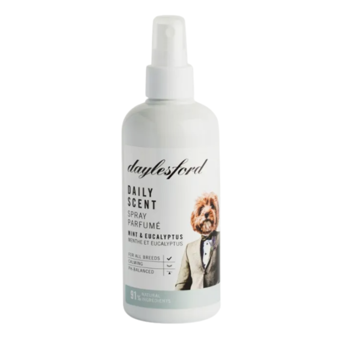 a white bottle of dog perfume