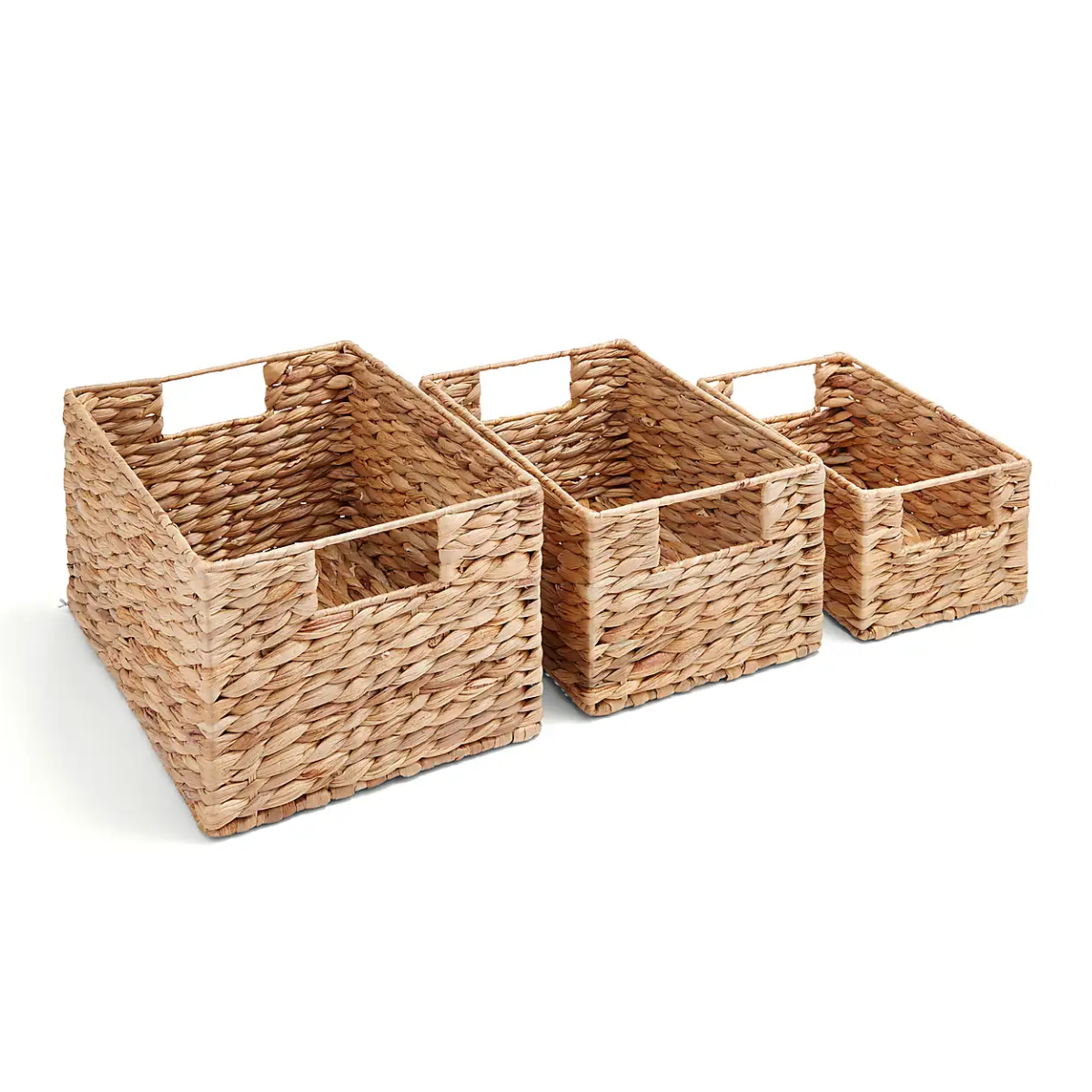 a set of three woven baskets