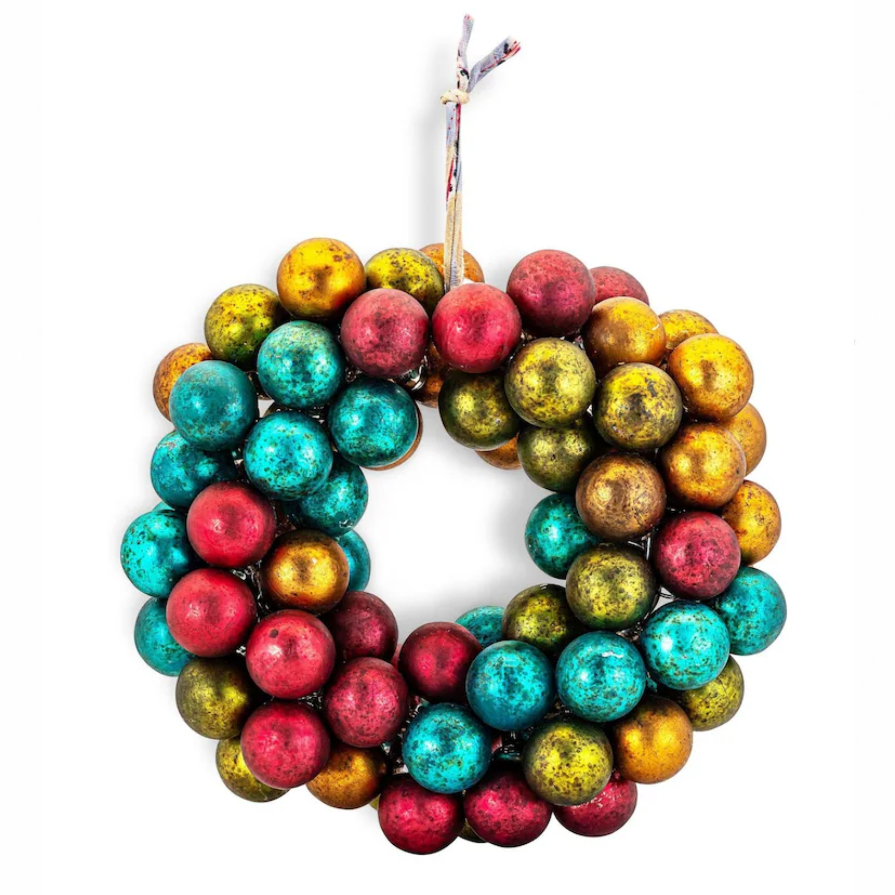 antique style colourful bauble wreath
