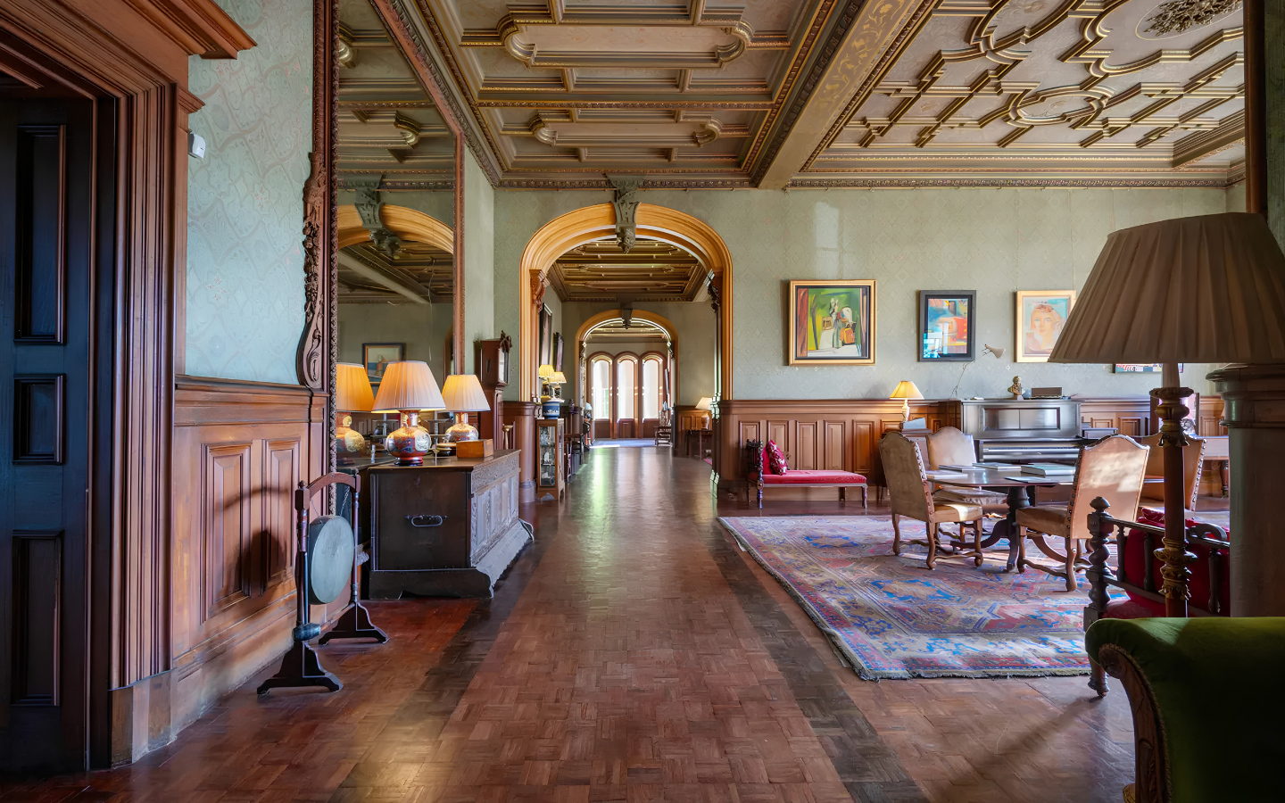 The beautiful panelled interiors of Ayton Castle
