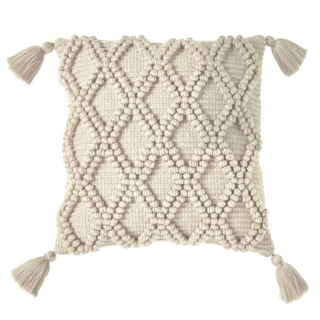 Drift Home Natural Alda Outdoor Textured Filled Cushion pictured from Next on a white background