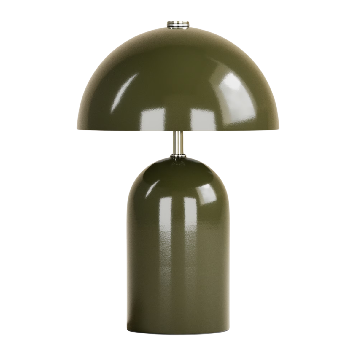 an olive green metal rechargeable table lamp