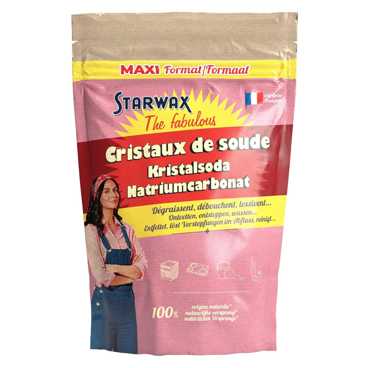 a pink packet of soda crystals