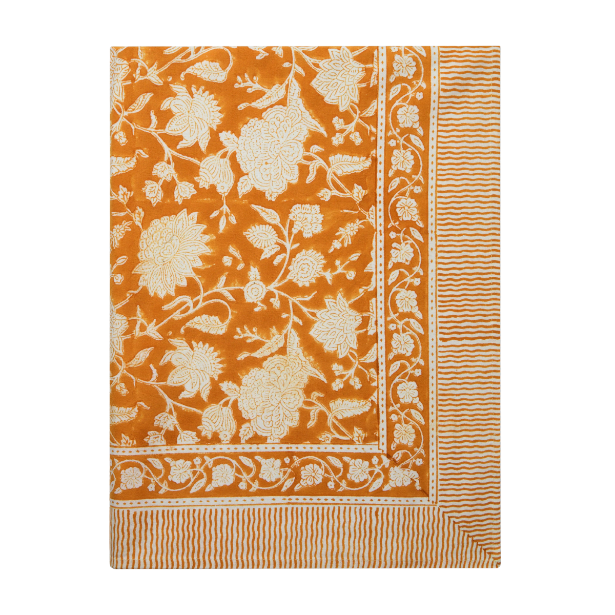 an orange indian block print tablecloth