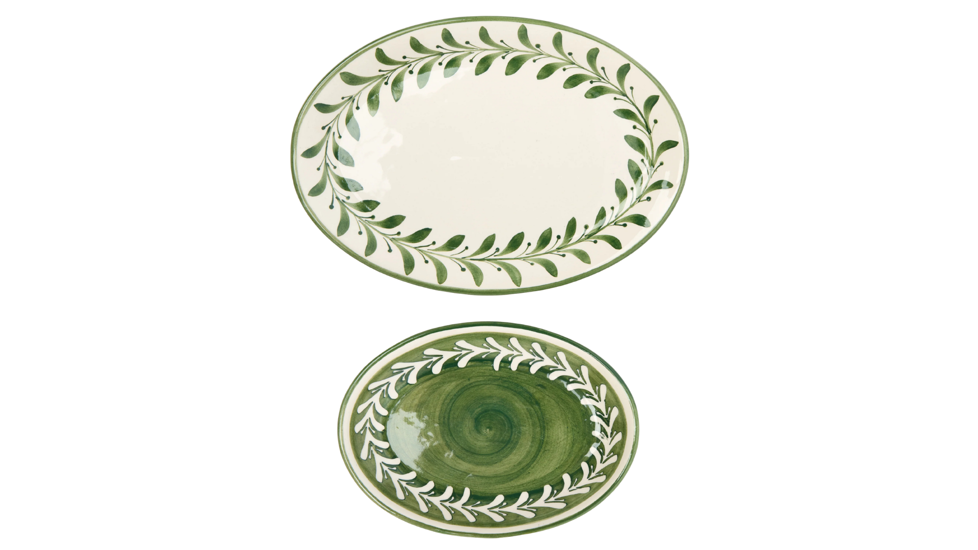 CasaLatina| Set of 2 | Helecho Hand-Painted Ceramic Serving Platters
