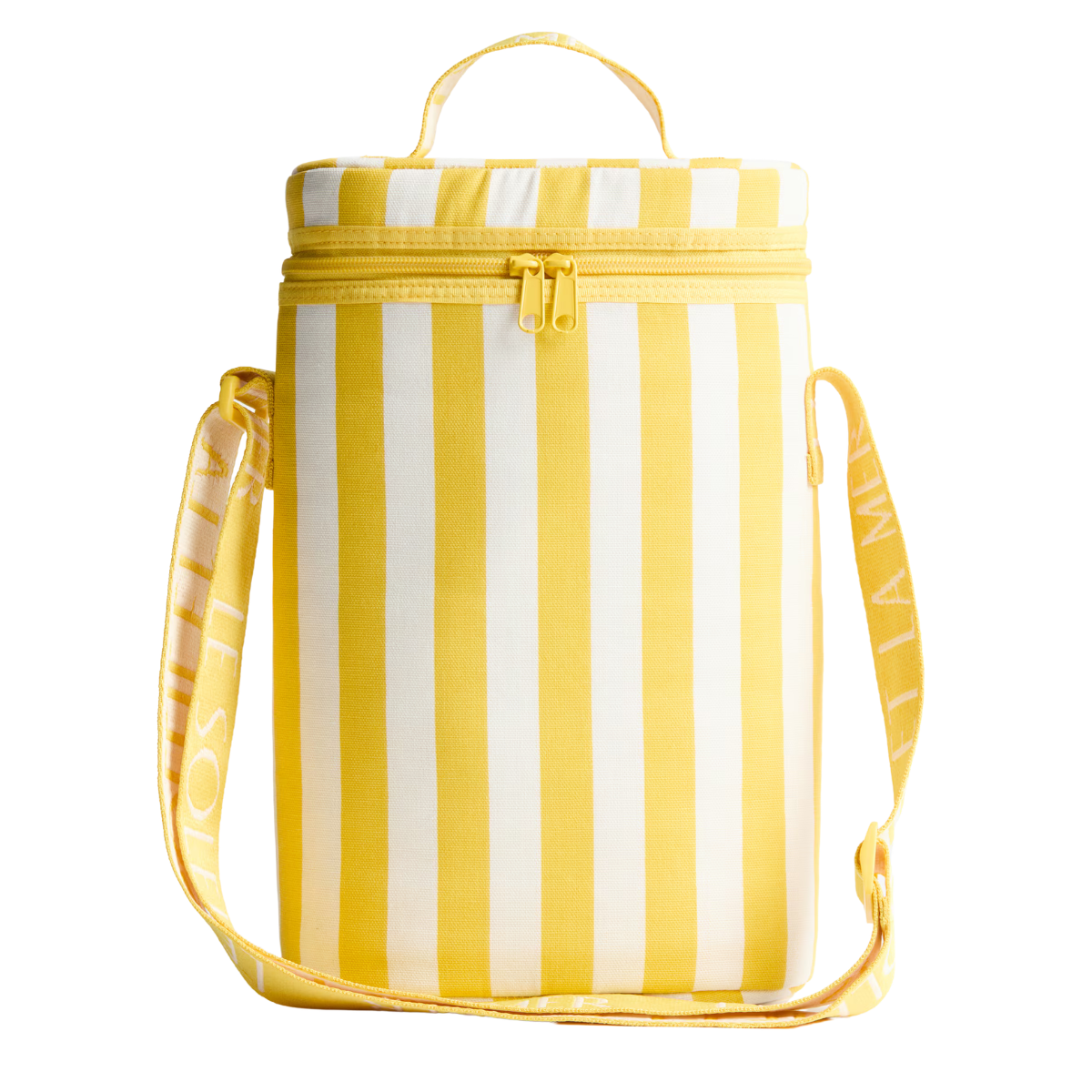 yellow and white stripe bottle cool bag