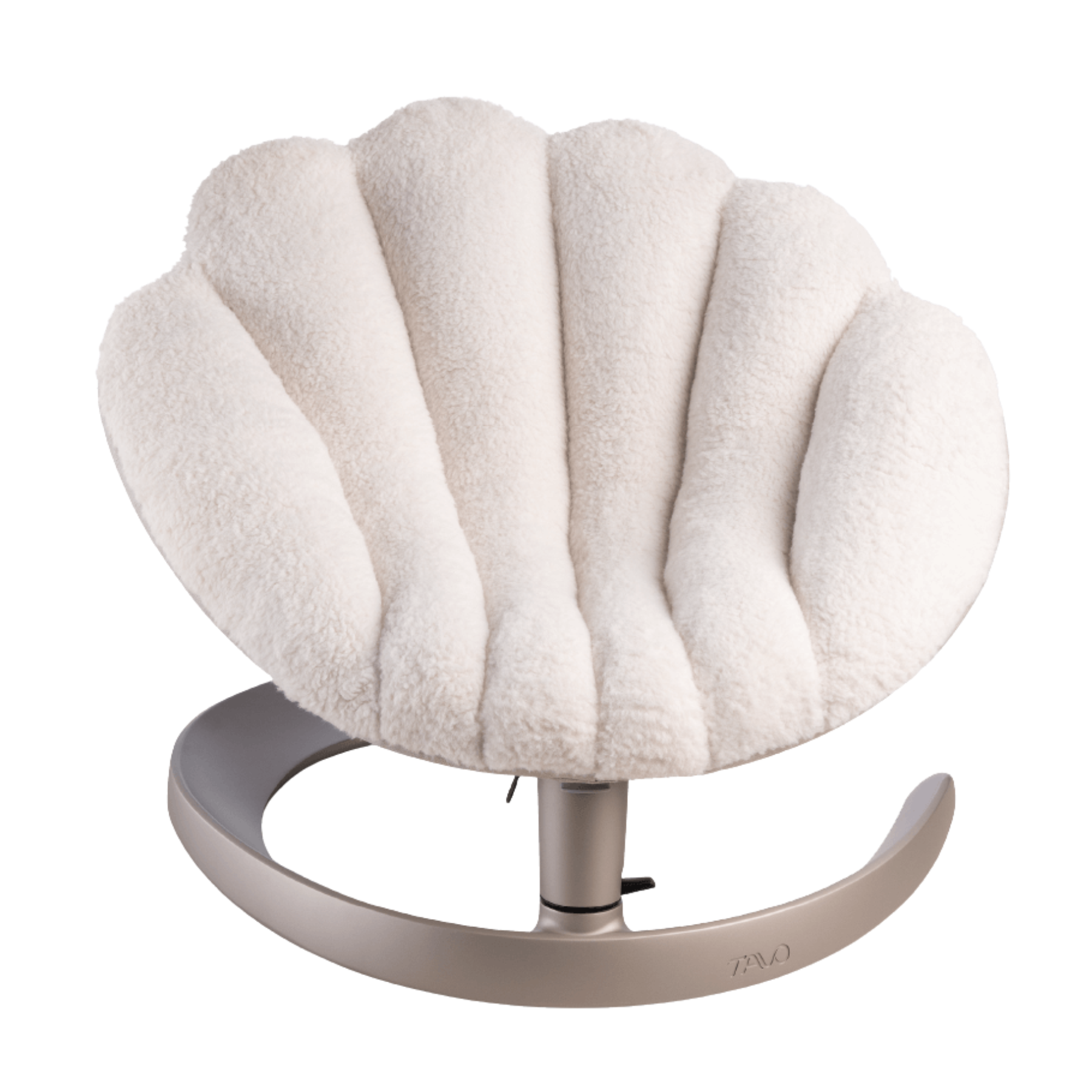 borg shell shaped dog bed on a silver stand