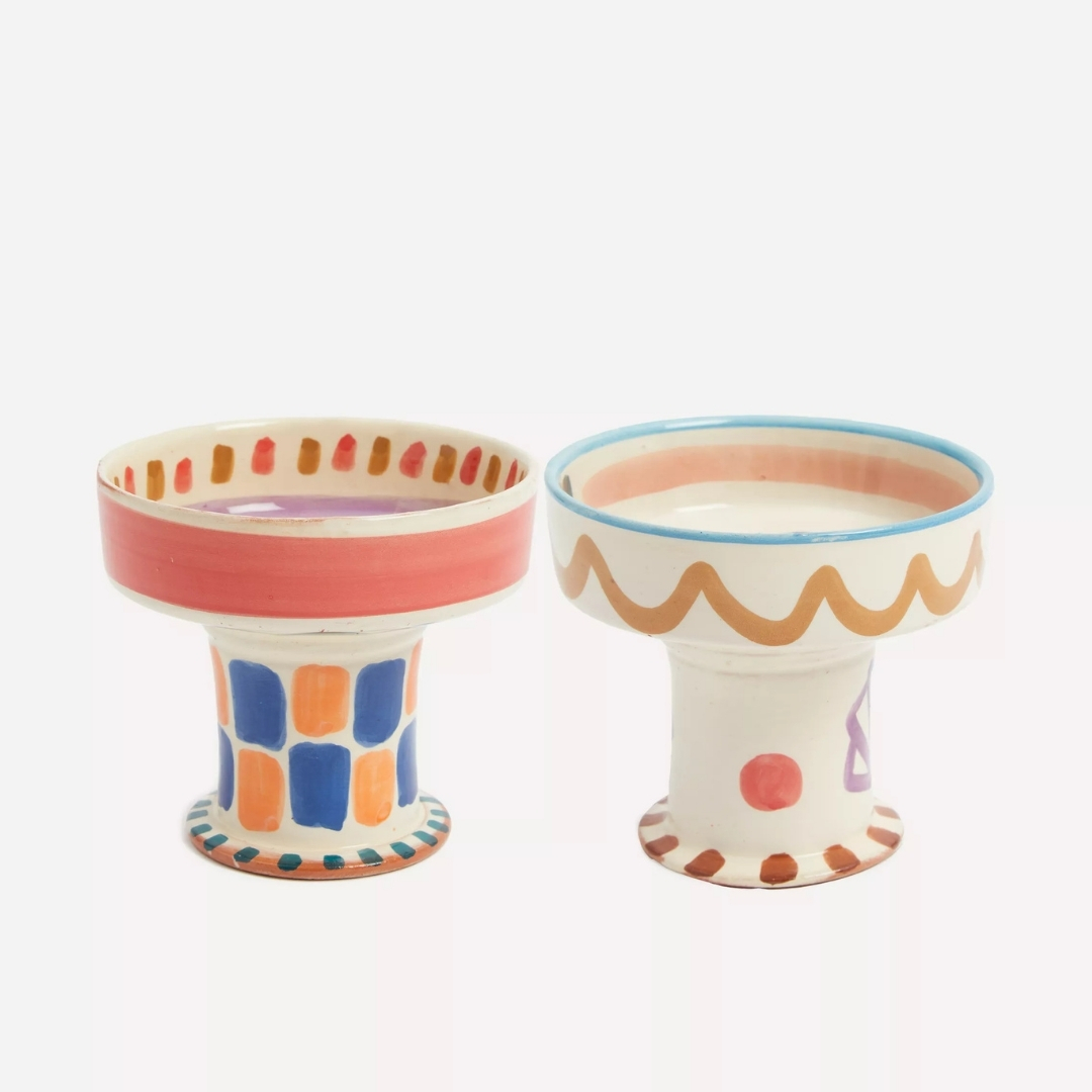 Coupe D’Amour Cups Set of Two handpainted luxury ice cream vessels cups pictured on a white background