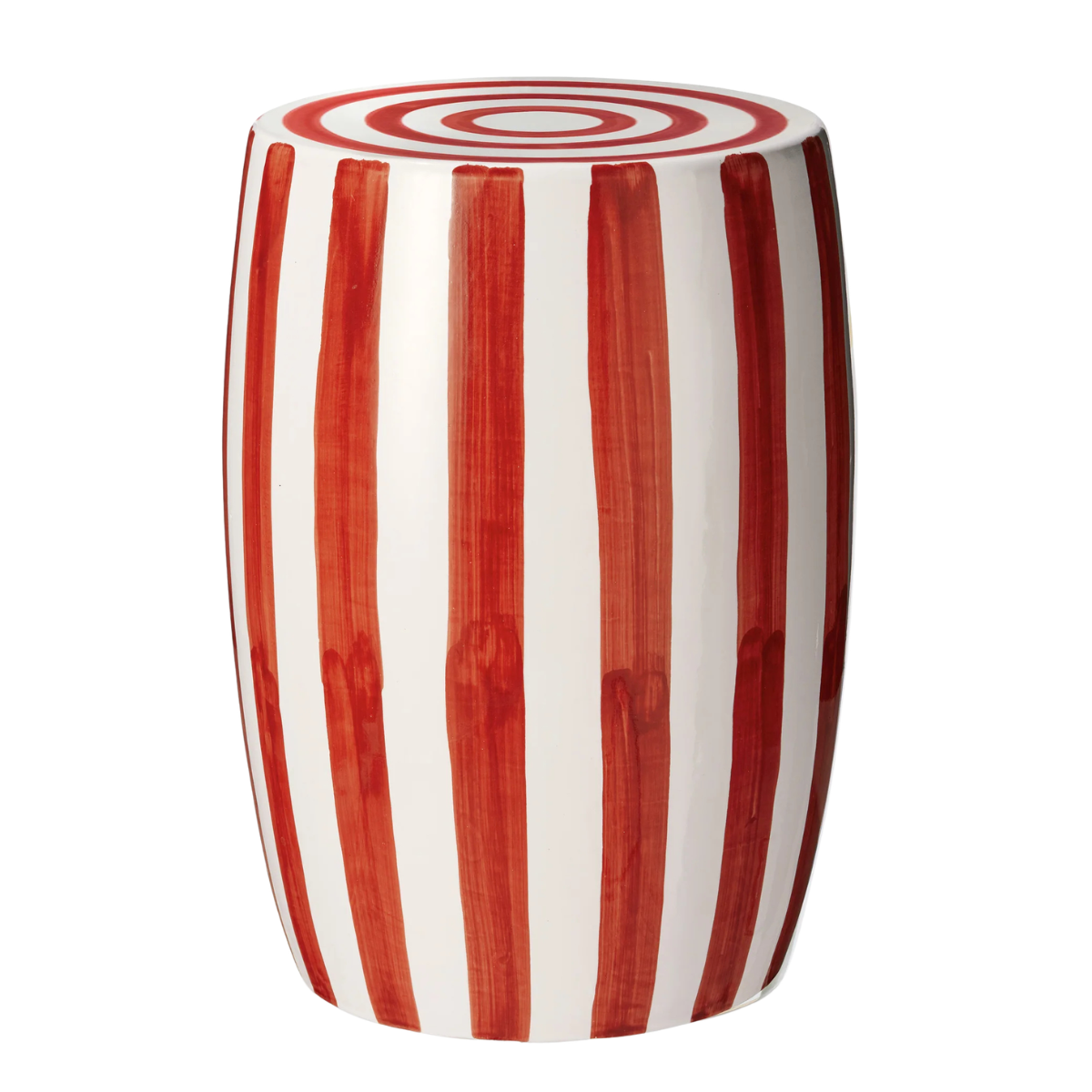 red and white ceramic stool