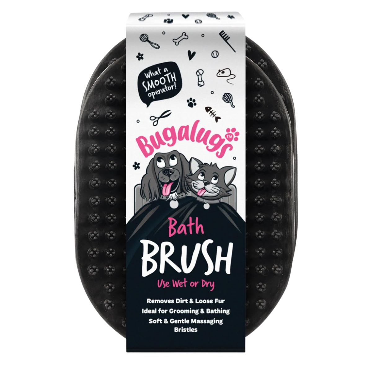 a black dog bath brush