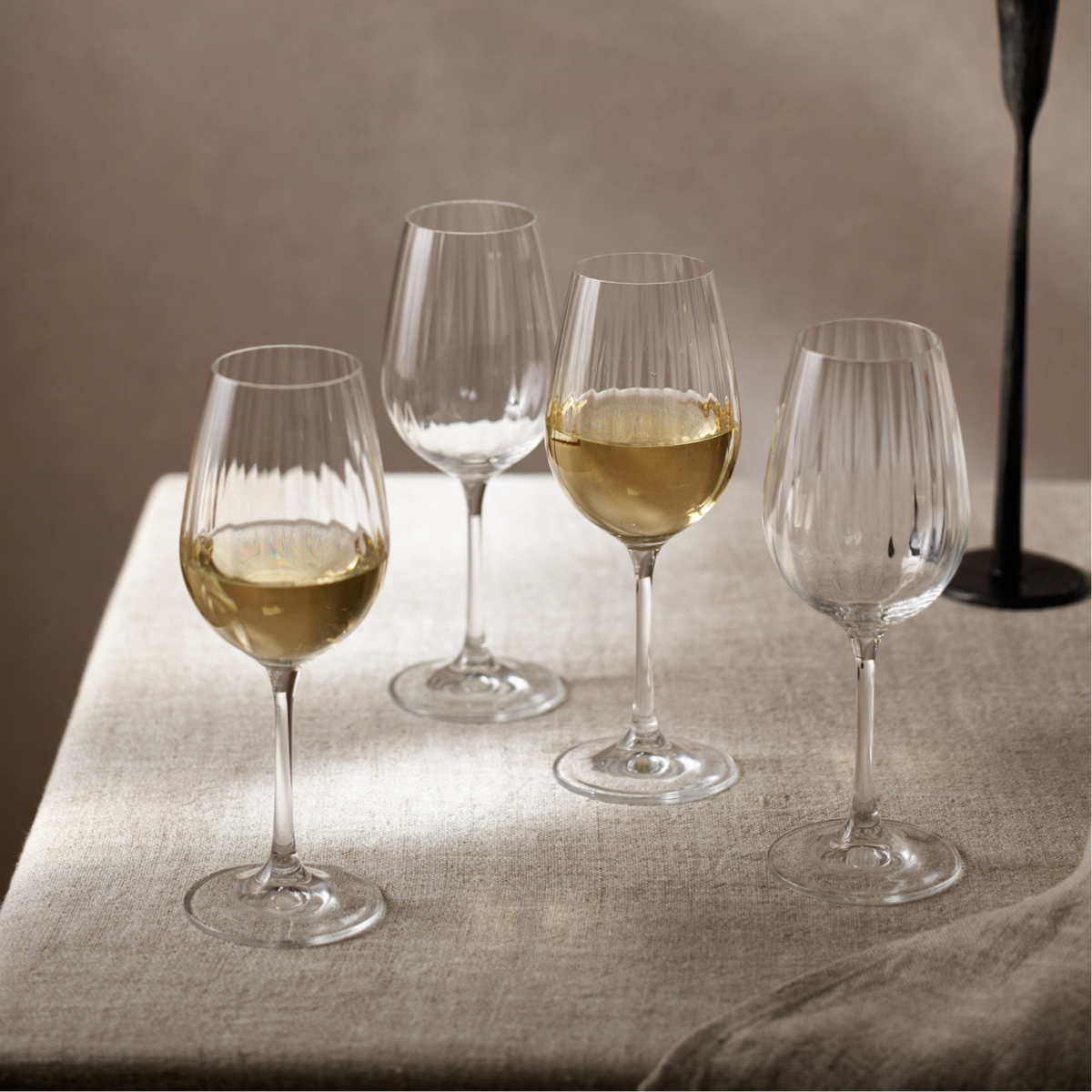 set of 4 ribbed wine glasses