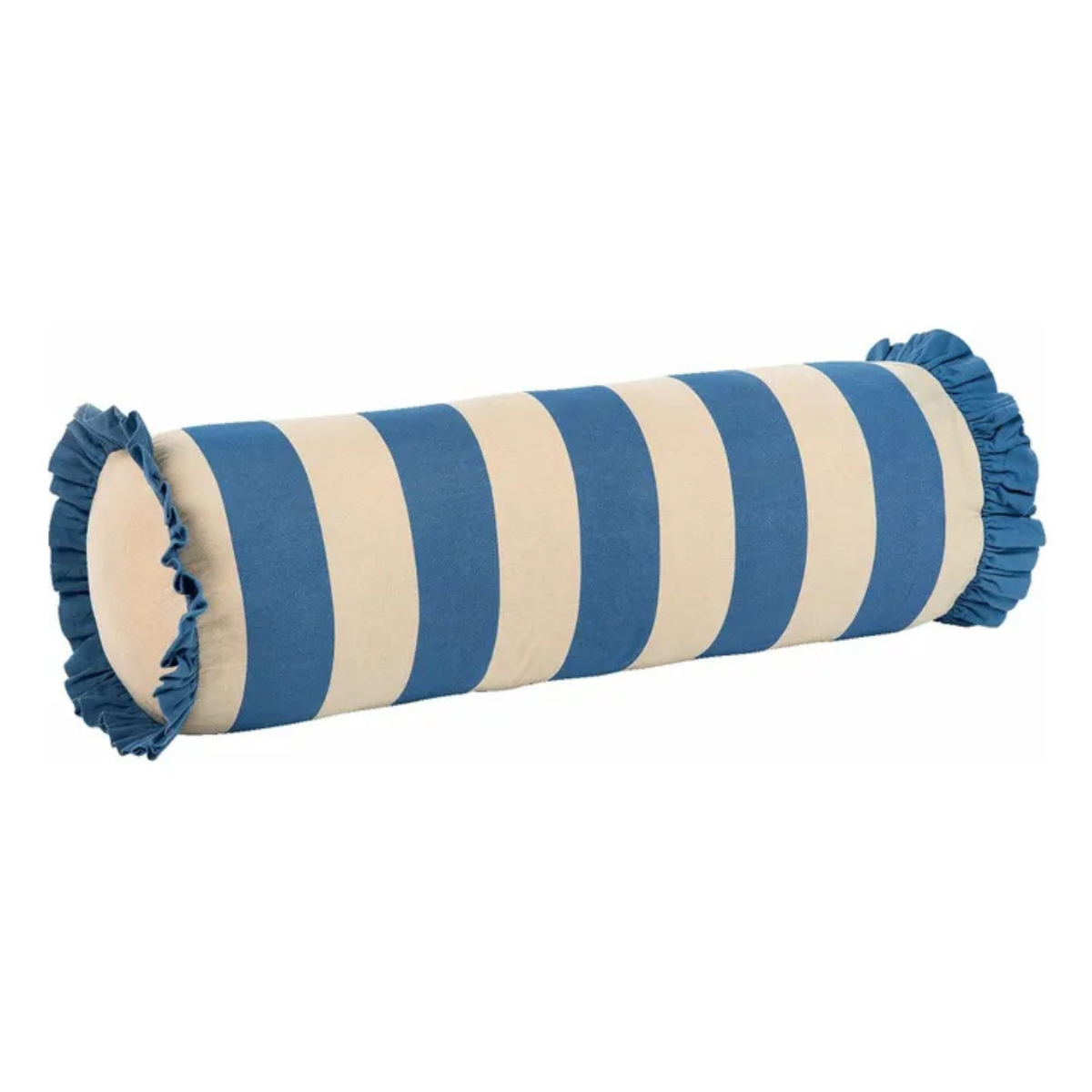 blue and white stripe bolster cushion