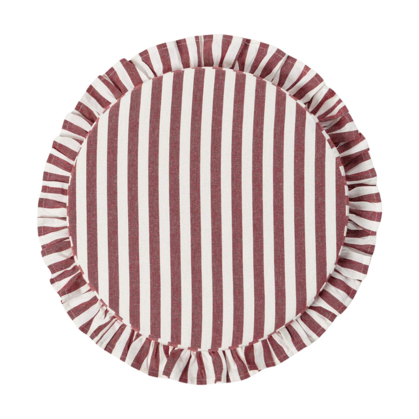 white and red round seat pad