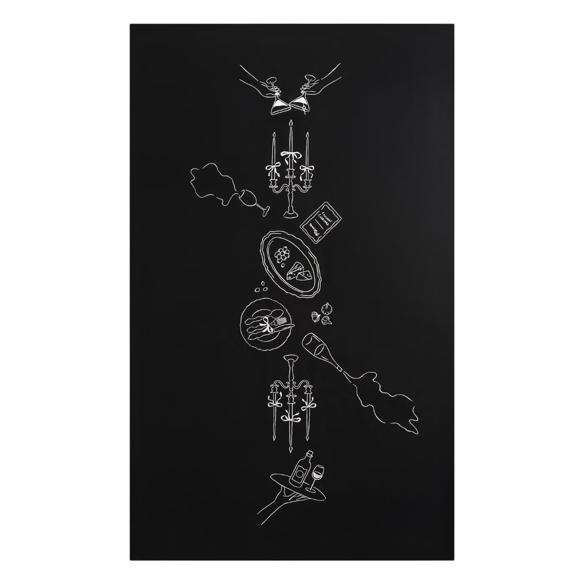 black embroidered halloween table cloth