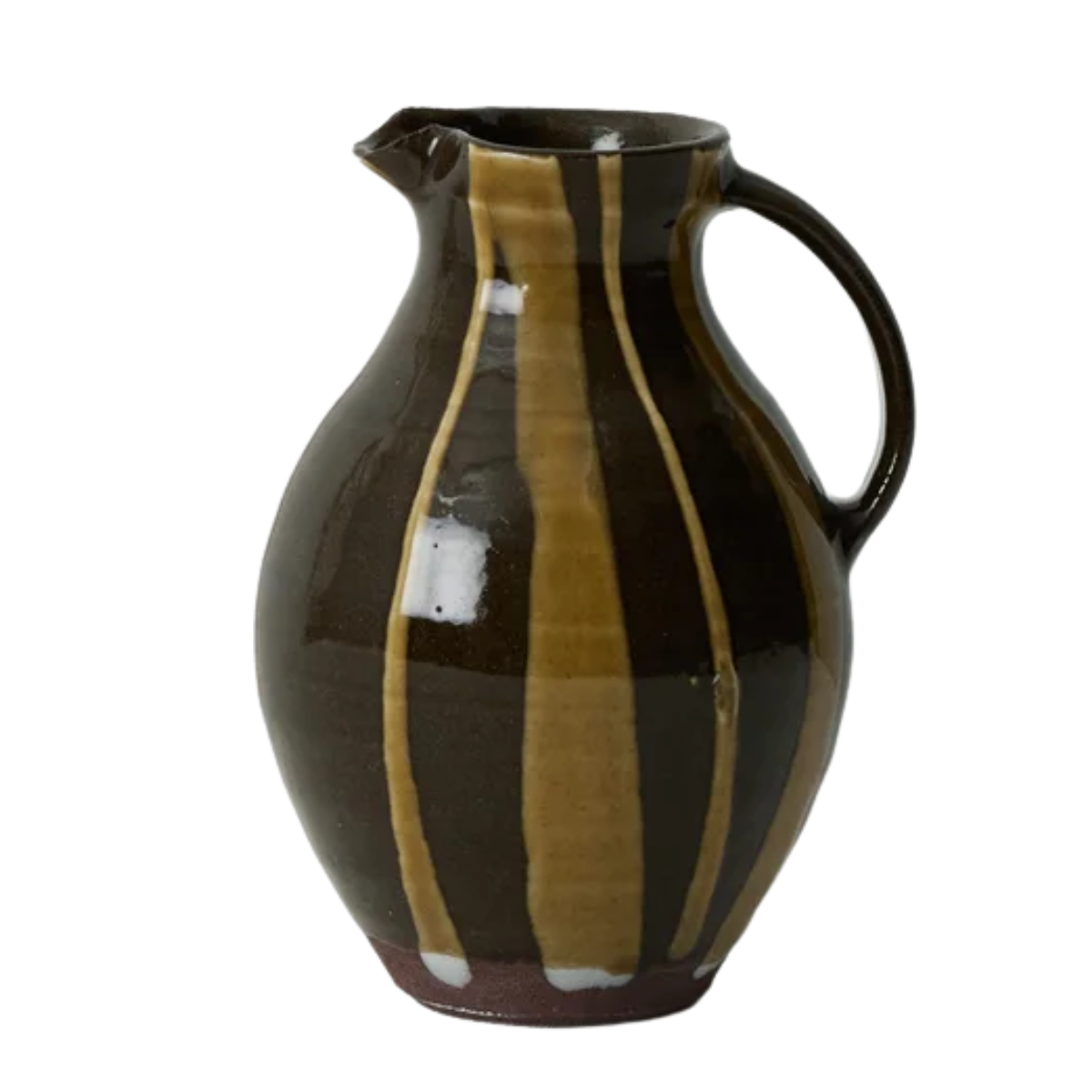 olive green stripe jug with handle
