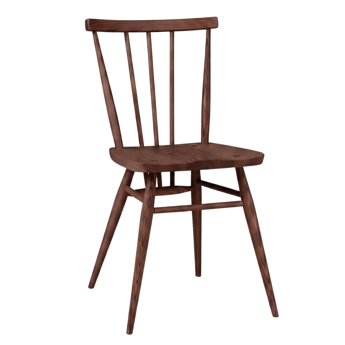 a dark wooden ercol spindle back chair