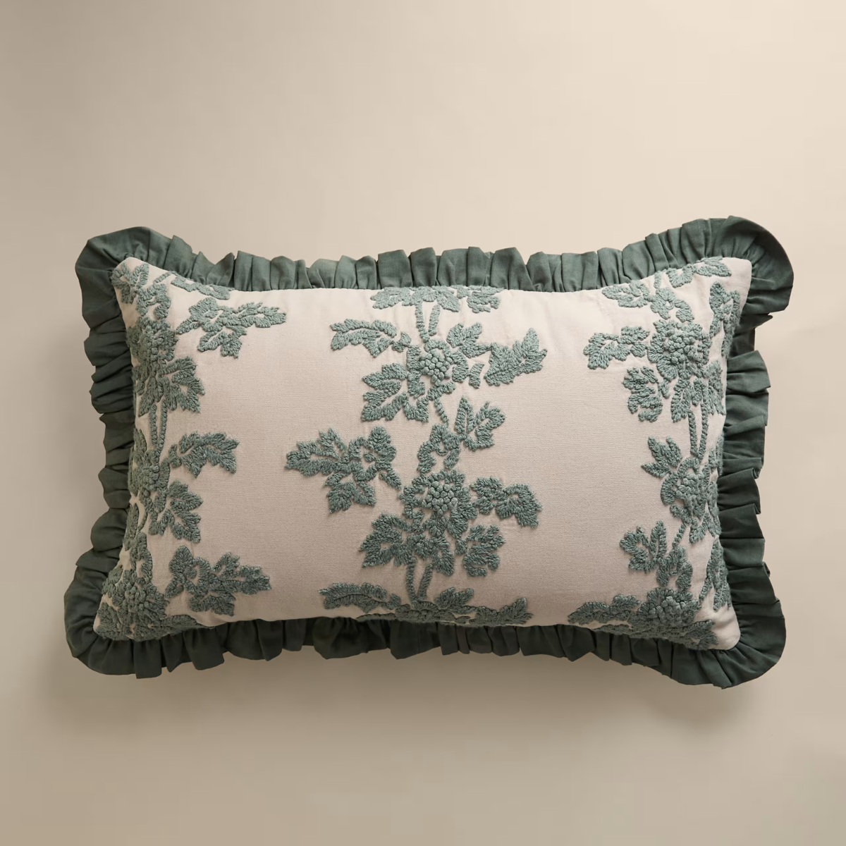 Pure Cotton Floral Embroidered Bolster Cushion