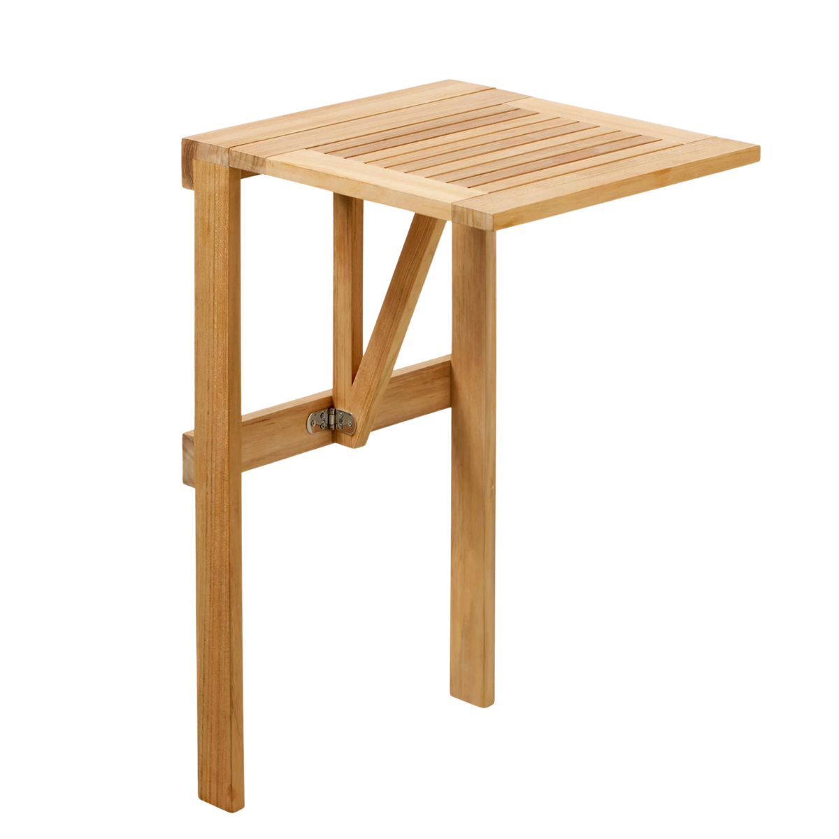 a small folding wooden balcony table