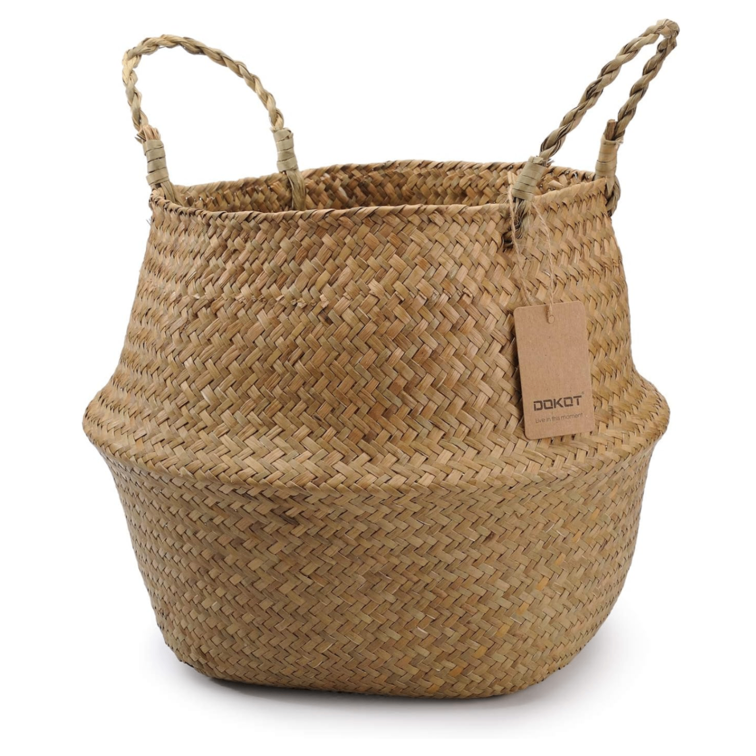 BROWN WOVEN BELLY BASKET
