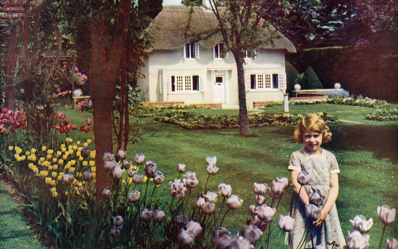 The princess outside her own miniature house in Windsor, 1933