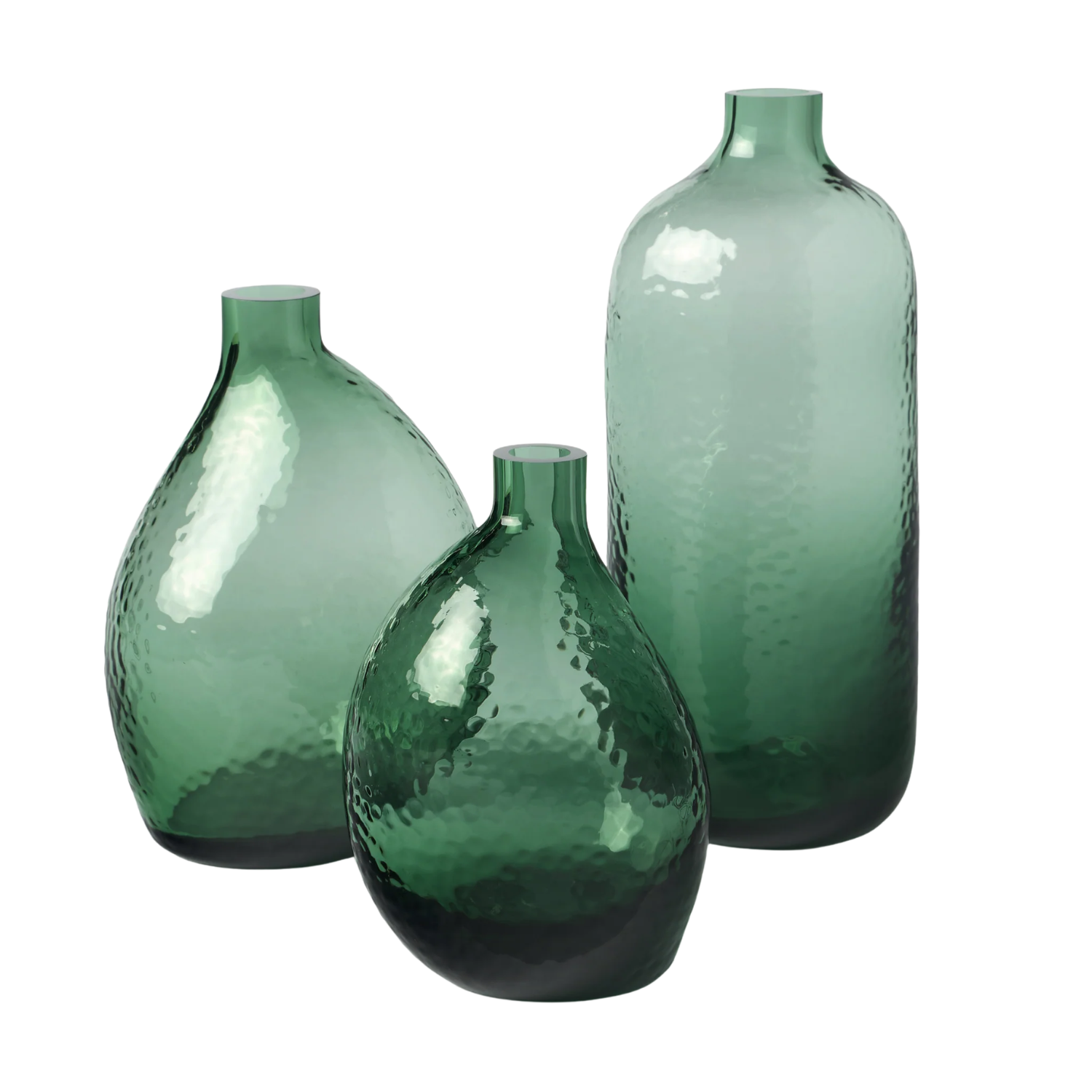 three green vases