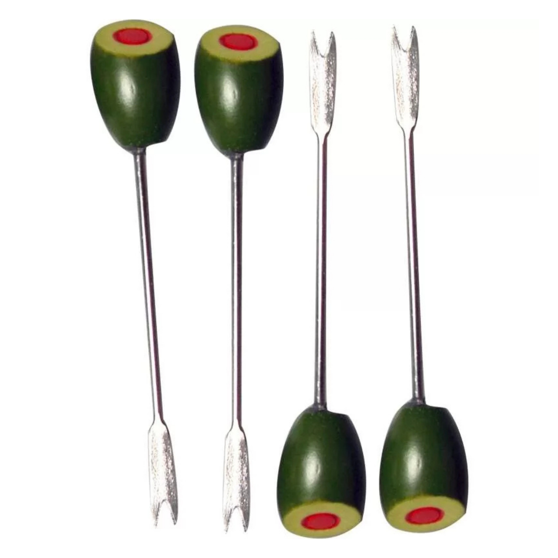 set of four Olive Picks for martini cocktail pictured on a white background