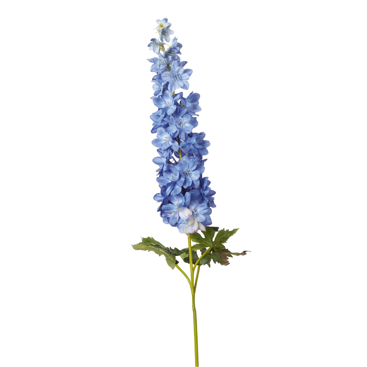 A FAUX blue delphinium with green leaves
