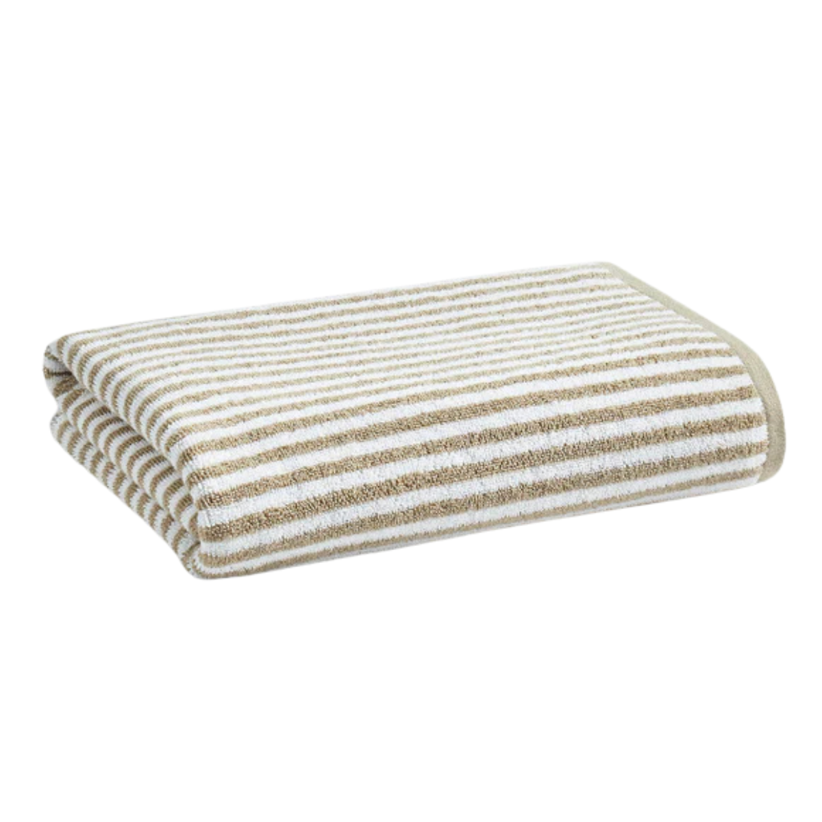 a beige and white stripe folded towel