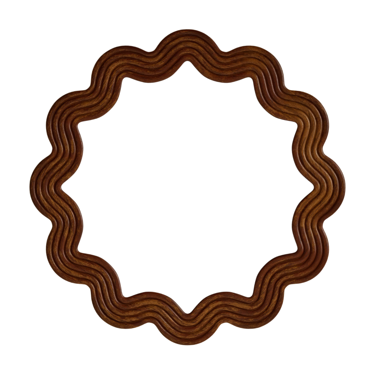 wooden circle wavy mirror